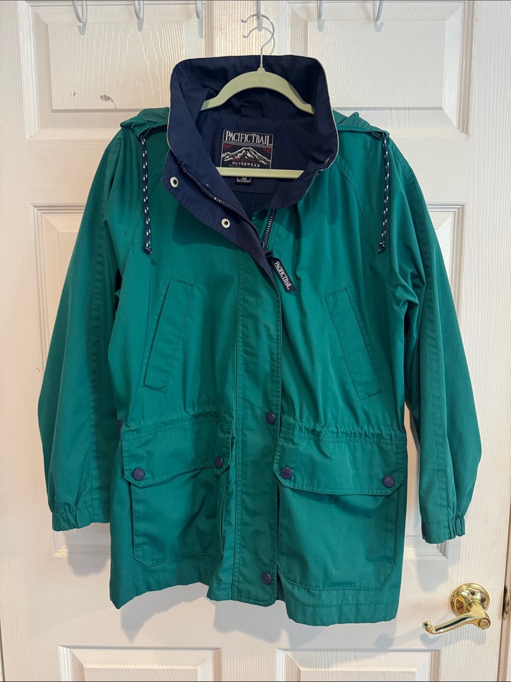Pacific Trail Men’s Green Hooded Utility Jacket with Navy Trim